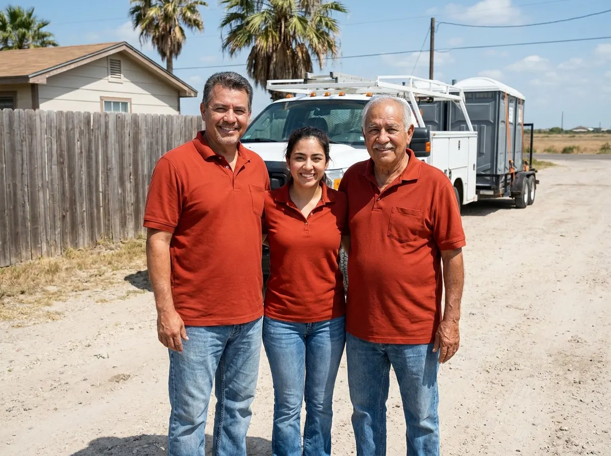 Rendavo Porta Potty Services portable toilet rentals team in Corpus Christi, TX